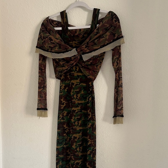 Jean Paul Gaultier Dresses & Skirts - Jean Paul Gaultier SS 1999 CLASSIQUE Camouflage Maxi Dress + Long Sleeve Top